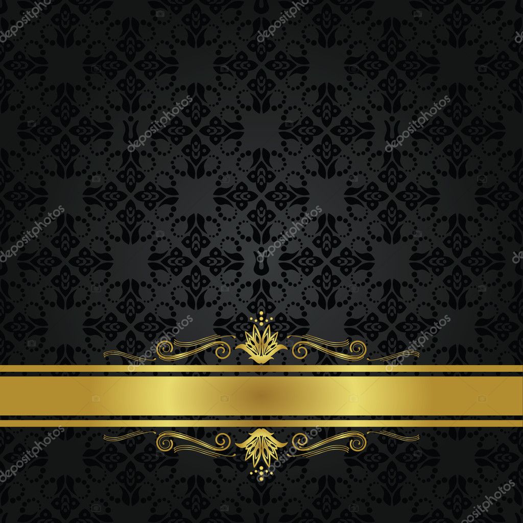 Seamless small black elements and gold ribbon cover Stock Vector Image ...