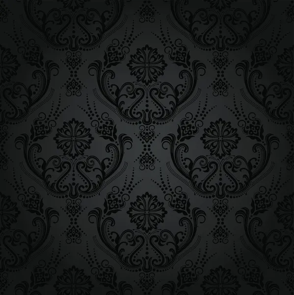 Luxe sans couture motif de papier peint damassé floral noir — Image vectorielle