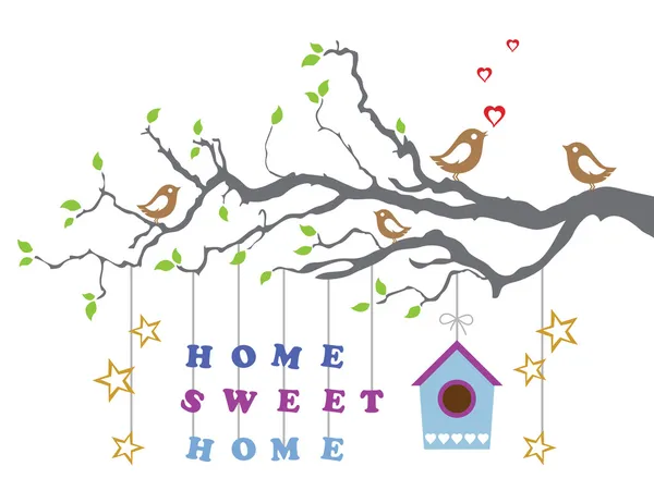 Home sweet home moving-in new house greeting card — Stock Vector