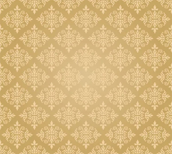 Seamless golden floral wallpaper diamond pattern — Stock Vector