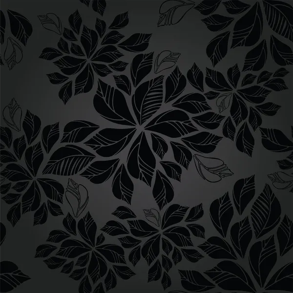 Seamless charcoal leaves wallpaper pattern — Stock Vector