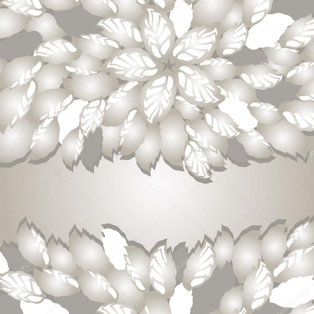 Silver flowers and leaves borders with space for text