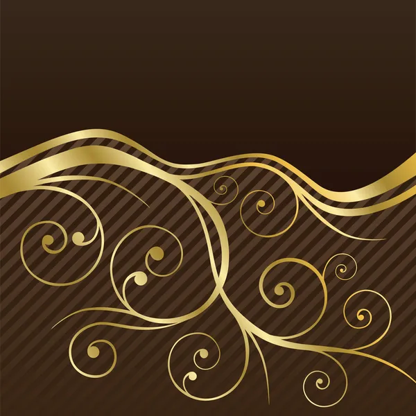 Couverture de menu café tourbillonne brun et or — Image vectorielle