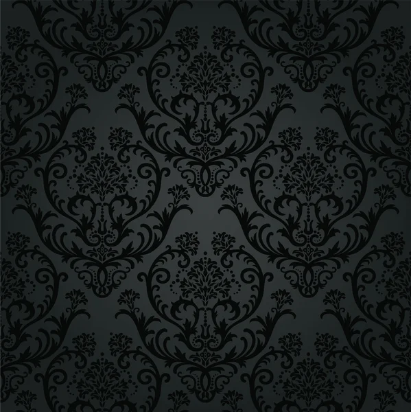 Luxe noir motif papier peint floral charbon de bois — Image vectorielle