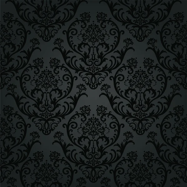 Πολυτελή μαύρο ξυλάνθρακα ταπετσαρία floral μοτίβο Εικονογράφηση Αρχείου