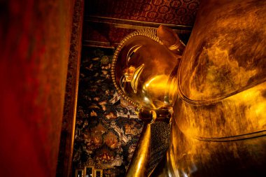The Buddha statue is a symbol in Wat Pho public temple in Bangkok, Thailand.