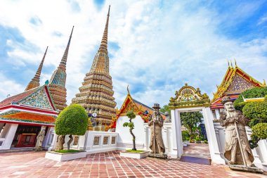Bangkok, Tayland Wat Pho genel tapınağında Tay mimari.