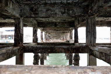under the pier by the sea