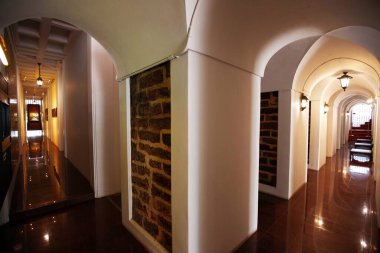 The corridors inside the temple are paved with marble.