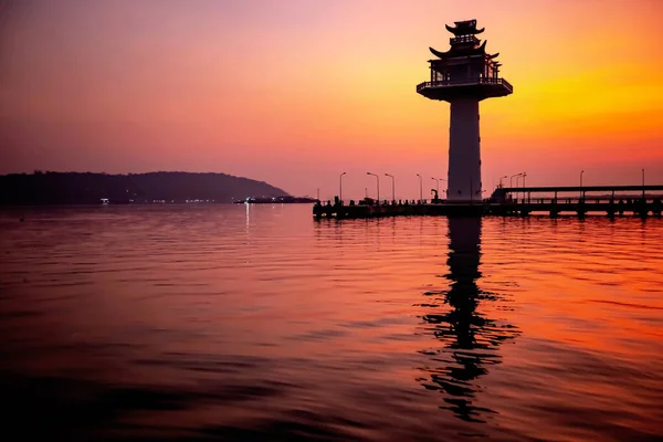 Sun Shining Koh Sichang Lighthouse Chonburi — 图库照片