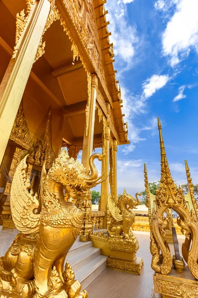 Goldfarbe Kirche Von Wat Pak Nam Jolo Bang Khla Chachoengsao — Stockfoto