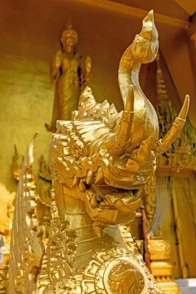 Guld Färg Kyrkan Wat Pak Nam Jolo Bang Khla Chachoengsao — Stockfoto