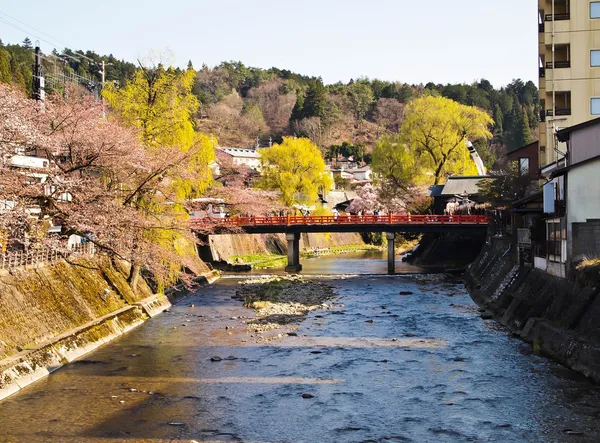 NAKABASHI RED BRIDGE EM TAKAYAMA — Fotografia de Stock