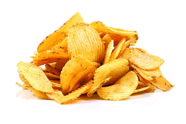 Aardappelchips geïsoleerd op wit — Stockfoto