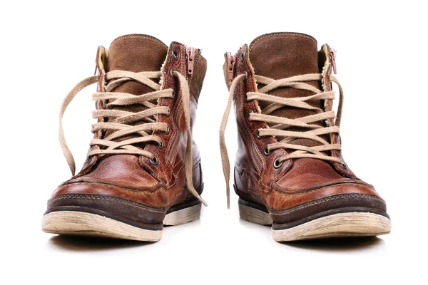 Brown leather boots — Stock Photo, Image