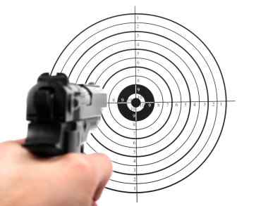 Hand with gun shooting target clipart