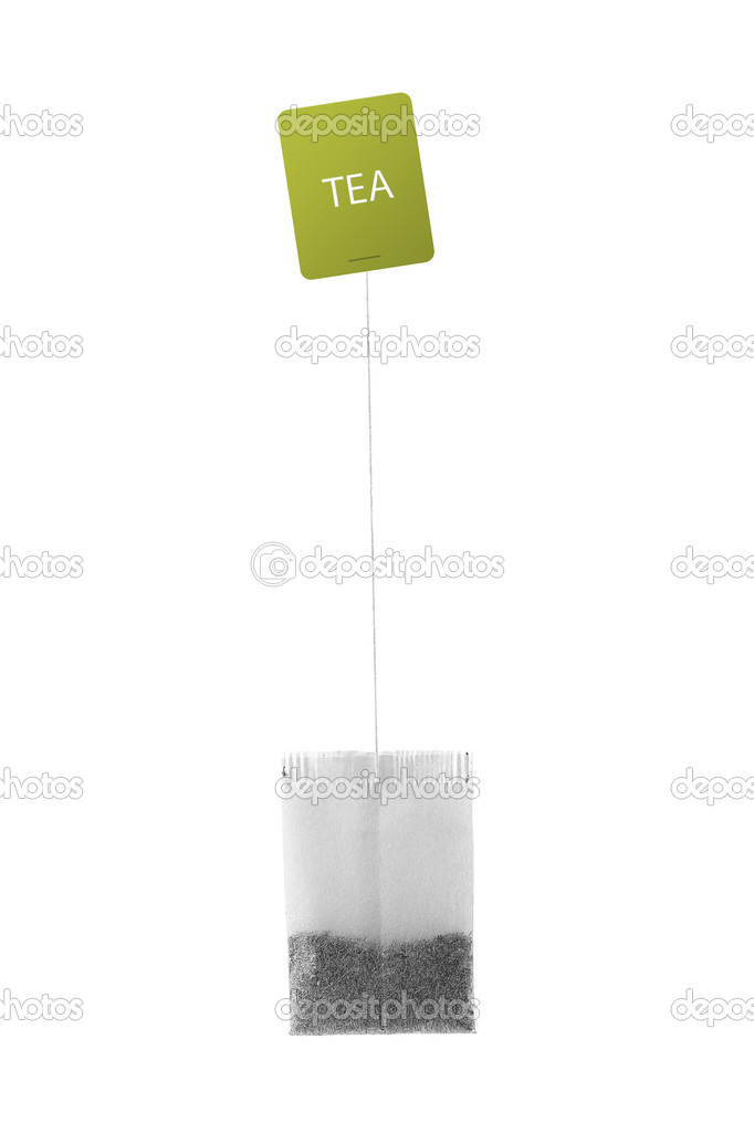 Tea bag isolated on white