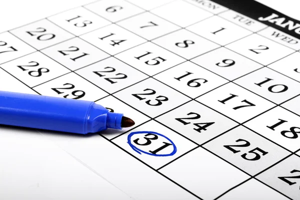 Calendar and a marker — Stock Photo, Image