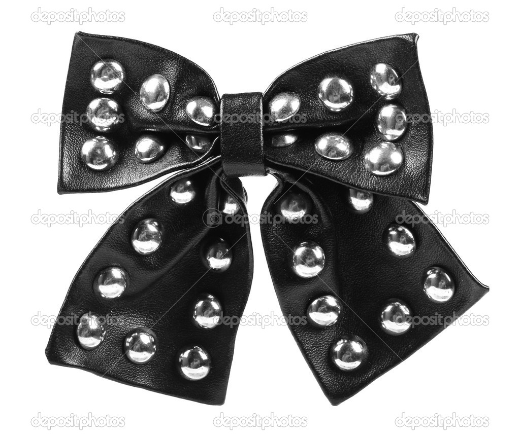 Black leather ribbon bow