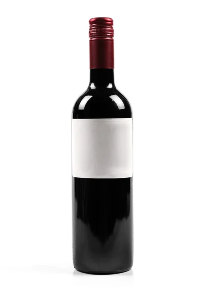 Láhev červeného vína izolované na bílé — Stock fotografie