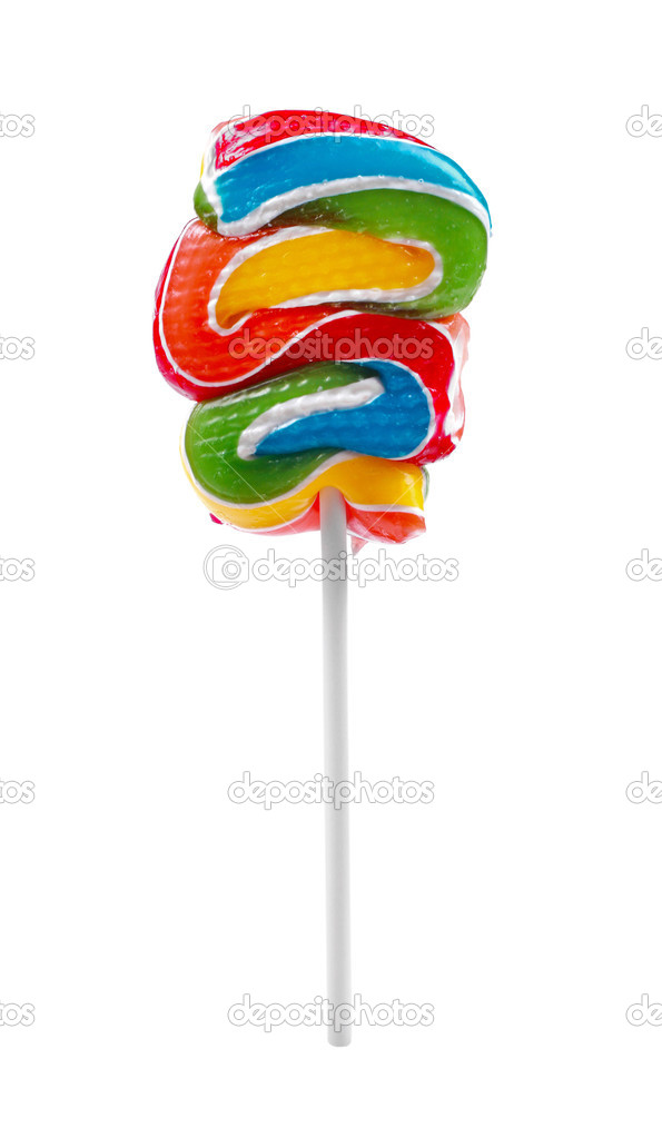 colorful lollipop on stick isolated on white background