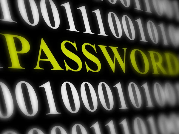 Концепція безпеки інтернет-пароля - двійковий код з текстом — стокове фото