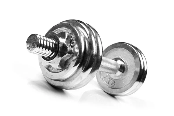 Fitness exercise dumbbell weight isolated on white — Stock Photo, Image