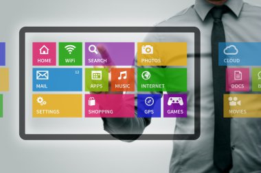 renkli app simgeleri ile sanal dijital tablet