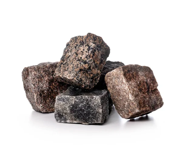 Guijarros Piedra Granito Aislados Sobre Fondo Blanco Adoquines Naturales —  Fotos de Stock