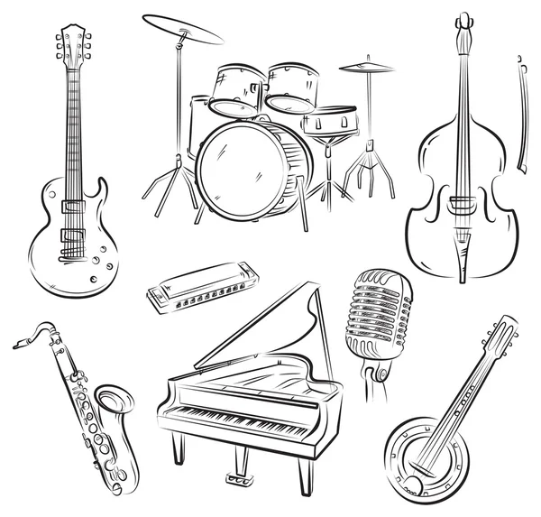 Set de bandas de jazz Ilustración De Stock