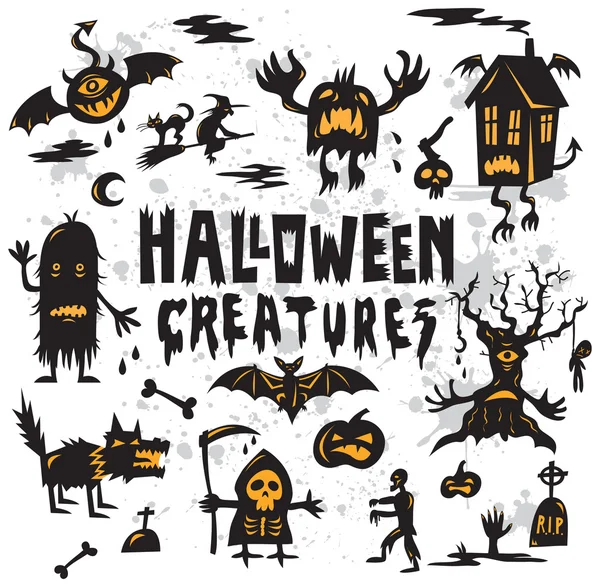 Ensemble de créatures Halloween — Image vectorielle