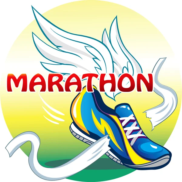 Splendida illustrazione dell'emblema della maratona — Vettoriale Stock
