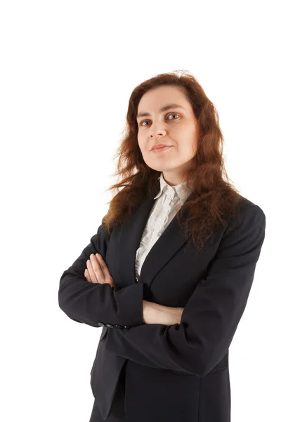 A young business woman standing in front of the camera — Stock Photo, Image