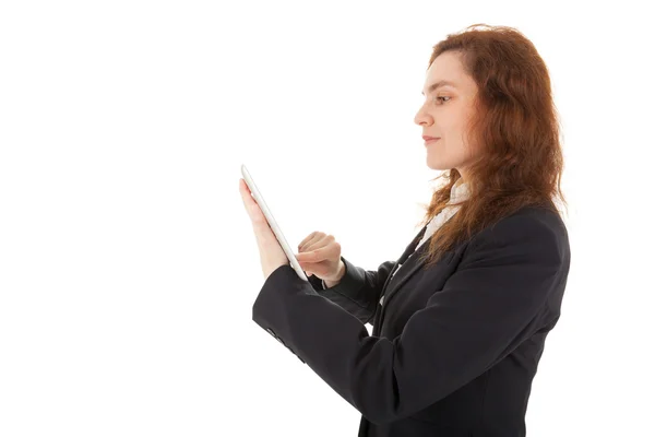 A young woman is working with her Tablet PC — Stock Photo, Image