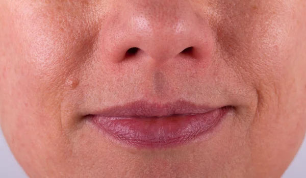 Close-up view of an elderly persons mouth — Stock Photo, Image