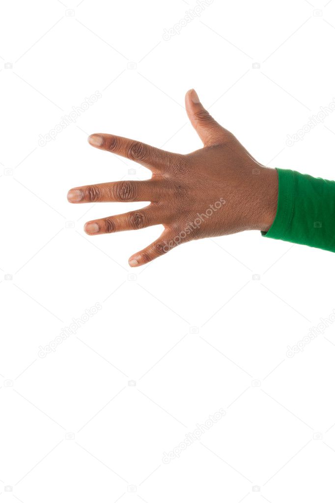 五根手指的年轻女孩的手– 图库图片