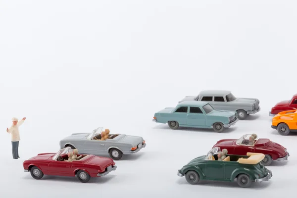 Many cars pile up on the road — Stock Photo, Image
