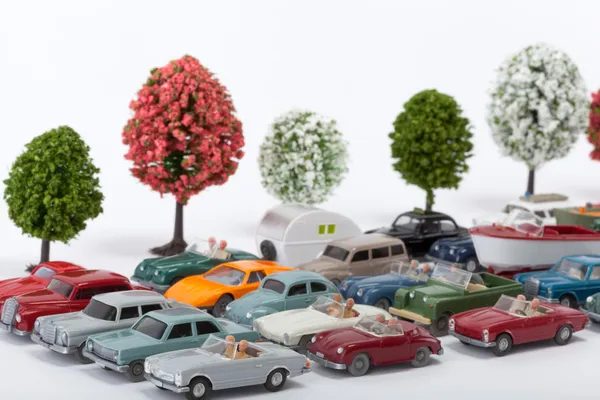 Many cars pile up on the road — Stock Photo, Image