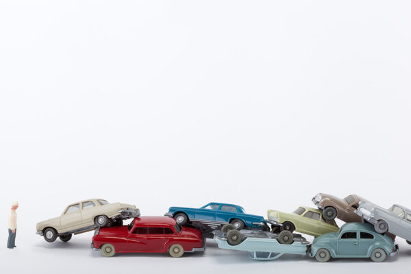 A rear-end collision accident with lots of cars