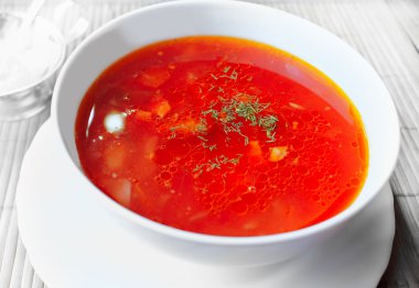 bir borsch çorbası ile plaka