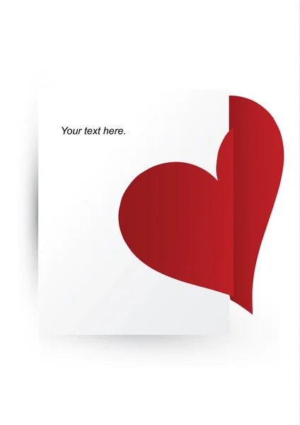 Heart that attached to white paper wih place for your text on wh — Stock Photo, Image