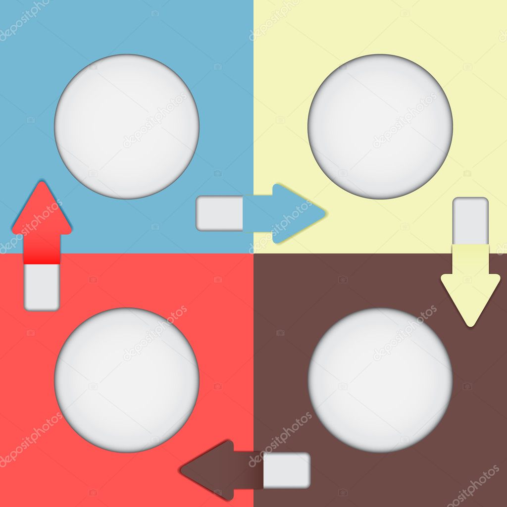 Four color squares with arrows