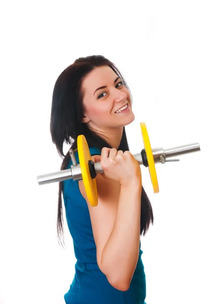 Mujer joven feliz hacer ejercicios deportivos . — Foto de Stock