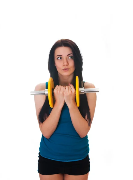 Mujer joven feliz hacer ejercicios deportivos . — Foto de Stock