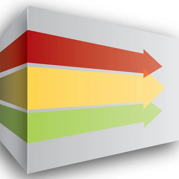 Červené, žluté a zelené šipky v pohledu na zeď — Stockový vektor