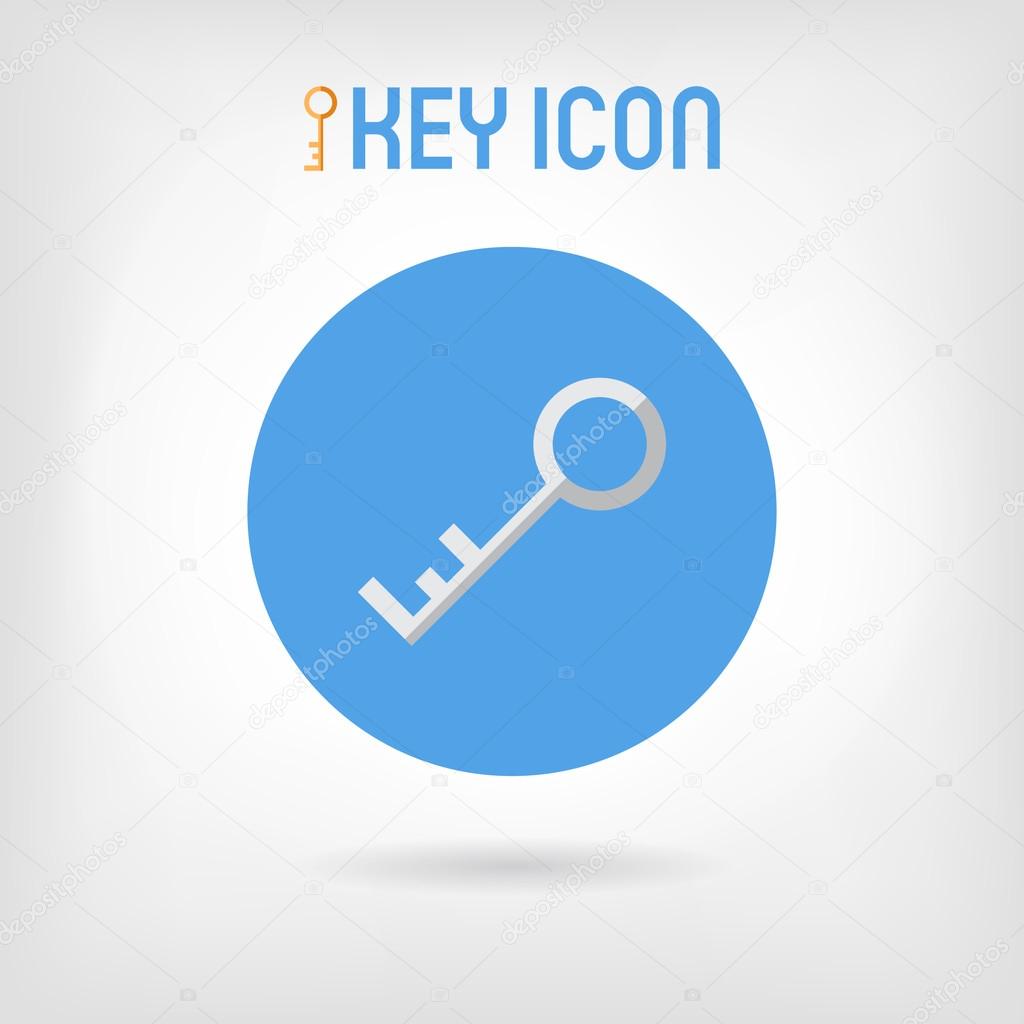 Flat design silver key icon