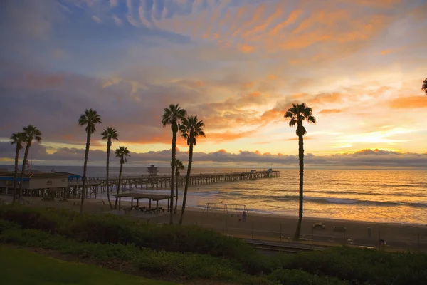 San Clemente Pier at Sunset after a storm. — Stock Photo, Image