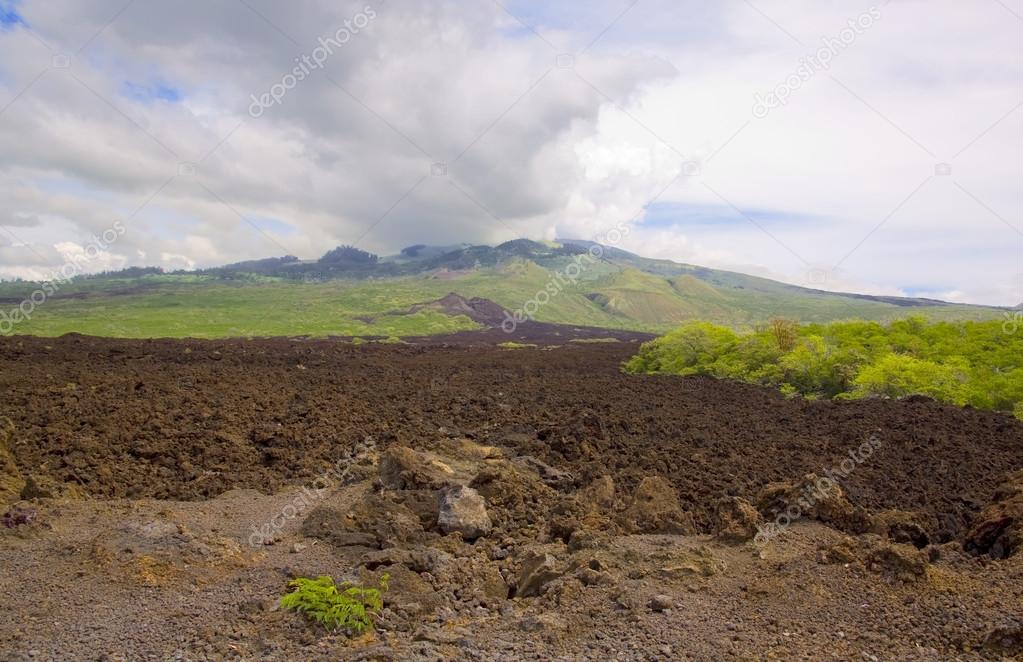 Maui Volcano with Lava Flow