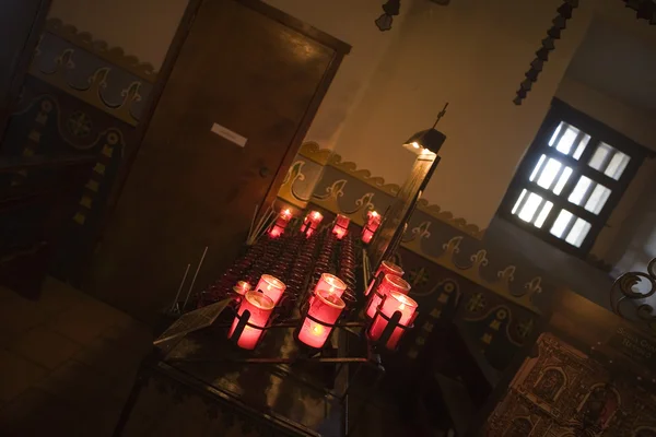 Candles and Pew at Mission San Juan Capistrano — Stock Photo, Image