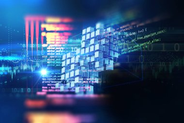 Teknoloji arkaplanındaki zincir ağı kavramını engelle 3d illüstrasyon